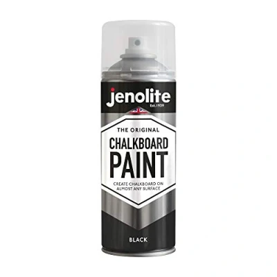 Image of JENOLITE Chalkboard Paint Aerosol BLACK Create &amp; Renew Blackboards on Virtually Any Surface 400ml
