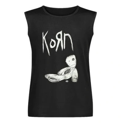 Image of Korn Mens Sleeveless T Shirt Casual Unisex Black Vest Tank Tee Tops L