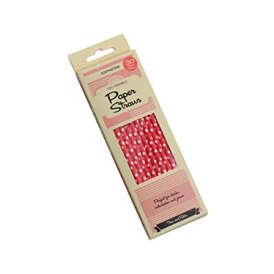 Image of Eddingtons Paper Straws Red And White Polka Dot 30 Pack