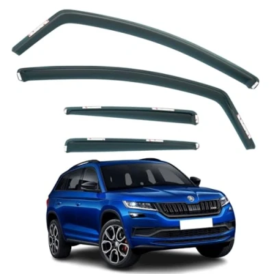 Image of Set Of 4 Wind Deflectors Compatible with SKODA KODIAQ 5 door SUV 2017 2018 2019 2020 2021 2022 2023 Models.