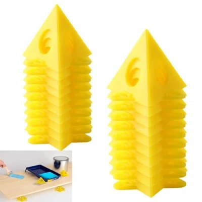 Image of RXKFIGX Painter Pyramid Yellow Perforated Woodwork Paint Stands Holders Plastic Mini Cone Stand Set Pouring for Canvas and Door Risers Support Cabinet