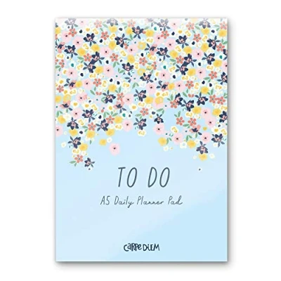 Image of Pukka Pad Carpe Diem A5 Daily Desk Planner with 60 Tear Off Sheets of 100GSM Paper Includes Sections for Morning, Afternoon, Evening, Tomorrow, and To Do List 8.3 x 5.8in, Ditsy Floral