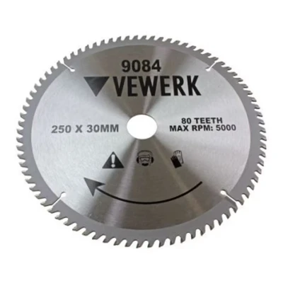 Image of VEWERK TCT Circular Wood Saw Blade 250 X 30MM 80T Fits Festool, Makita 9084