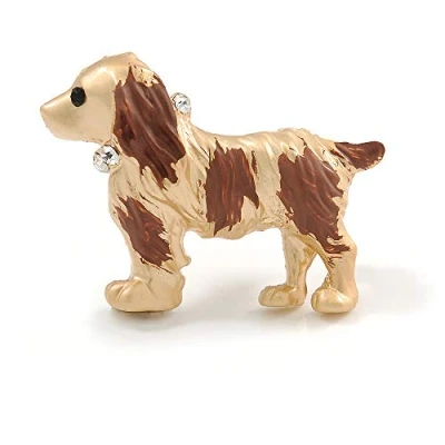 Image of Avalaya Small Dog Brooch in Matte Gold Tone 30mm Across