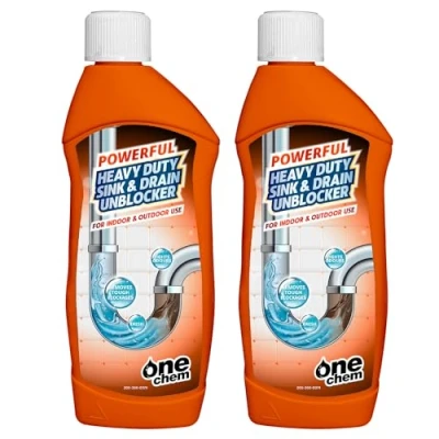 Image of One Chem Heavy Duty Sink and Drain Unblocker 2 x 500 ml, Kitchen, Bathroom