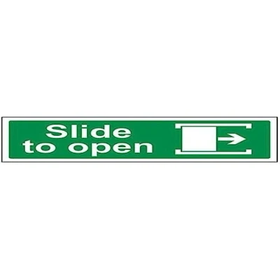 Image of V Safety Slide To Open (Right) Door Sign 300mm x 100mm Self Adhesive Vinyl