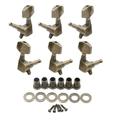 Image of Unxuey Acoustic guitar Tuning Pegs 3R 3L String Kegs Locking Tuners Knobs Set Machine Heads Buttons Bronze for Electric