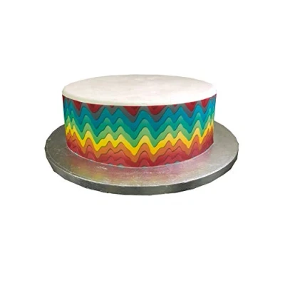 Image of Top That Edible Decor Icing Sheet Rainbow Colour Drizzle Effect Border Ribbon Perfect for Decorating Your Cakes Easy to Use