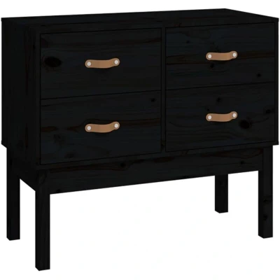 Image of vidaXL Console Cabinet Black 90x40x78 cm Solid Wood Pine