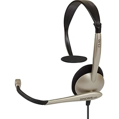 Image of Koss CS95 Communication Headset with Noise Cancellation Mic (3.5 mm Jack) for iMac/Laptop/PC/DJ/MP3 Players Gold Black