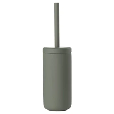 Image of Zone Denmark Ume Toilet Brush, Brush in Beautiful Danish Design, Made of Stoneware with Soft Touch Coating, Diameter 10 cm, Height 38.7 Olive Green