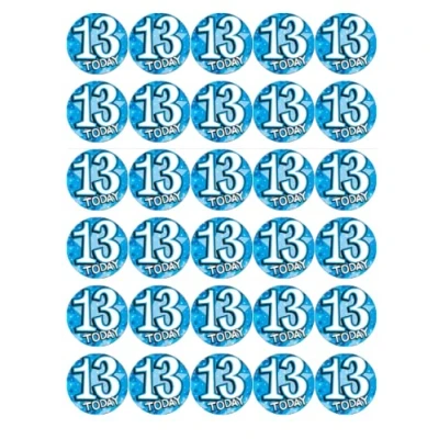Image of 30 13th Birthday Boy Blue Cupcake Toppers Edible Wafer Paper Fairy Cake Cakes