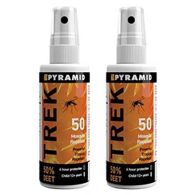 Image of Pyramid Trek 50. Maximum strength DEET Insect/Mosquito Repellent Spray (60ml, 2 Bottles)