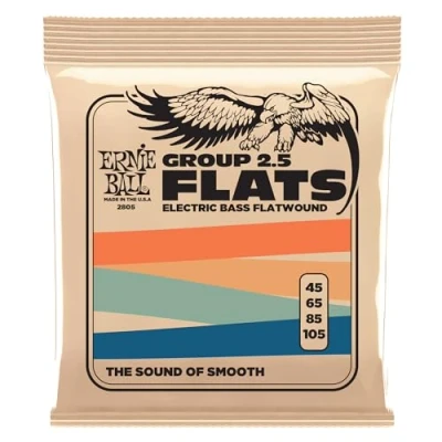 Image of Ernie Ball Flatwound Group 2.5 Electric Bass Strings 45 105 Gauge