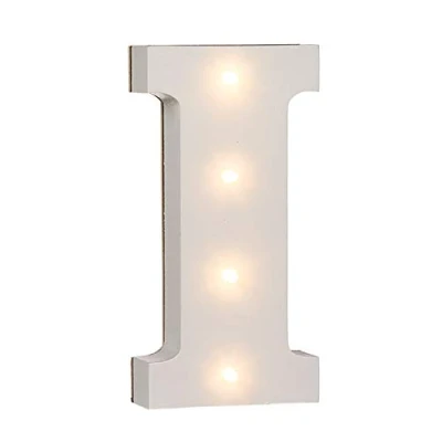 Image of OOTB Illuminated Letter I Light with 4 LED, Wood, 1 W, White