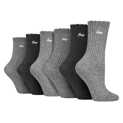 Image of Jeep Women 6 Pack Bamboo Boot Socks Cute Scalloped Top (4 8, Black/Charcoal)
