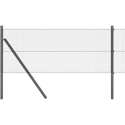 Image of vidaXL Fence Post Set of 2 Grey Plastic, Metal 25 x 0.5 m Durable