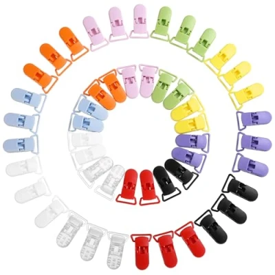 Image of LIHAO T shape Plastic Pacifier Clips Suspender Holders for Baby Placifier and Toys Pack of 50pcs, 10 Colors