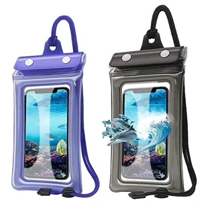 Image of 2 Pack Waterproof Phone Pouch, IPX8 Case with Lanyard for Swimming/Diving/Rafting, Dry Bag iPhone 13 12 11 Pro Max XR X XS Samsung S22 Ultra Huawei P40 P20 Mate 40 up to 7
