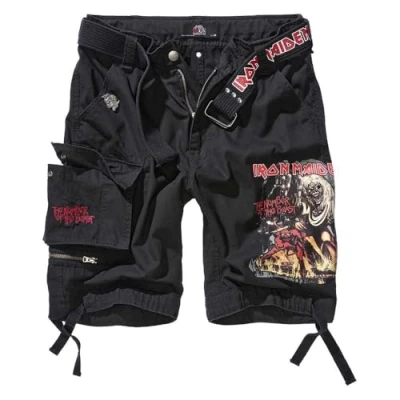 Image of Brandit Unisex&#039;s Iron Maiden Savage Shorts The Number of Beast Black Edition Cargo, 6XL