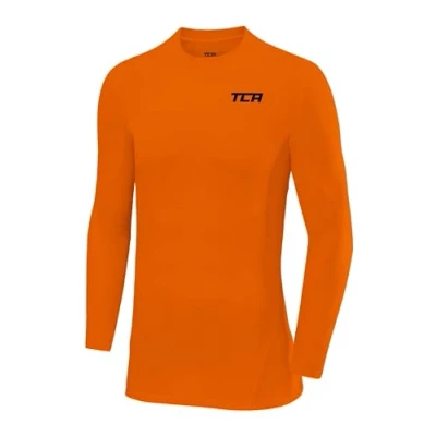 Image of TCA Boys&#039; SuperThermal Compression Base Layer Football Running Top Long Sleeve Thermal Under Shirt Orange, 8 10 Years