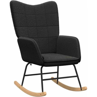 Image of vidaXL Relaxing Chair Black Curly Wool like Fabric