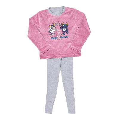 Image of Kukuxumusu Girls Winter pajamas with tufted finish and V neck 3176 girl Multicolour Size 12Y