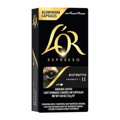 Image of L&#039;OR Espresso Ristretto Coffee Pods x10 Intensity 11 (Pack of 10, Total 100 Capsules)