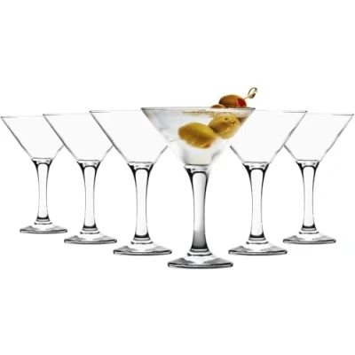 Image of Acense 6X Clear 175ml Misket Martini Glasses Set Perfect for Espresso, Margarita, Cocktail, Champagne, Gin, &amp; Wine Party Drinks