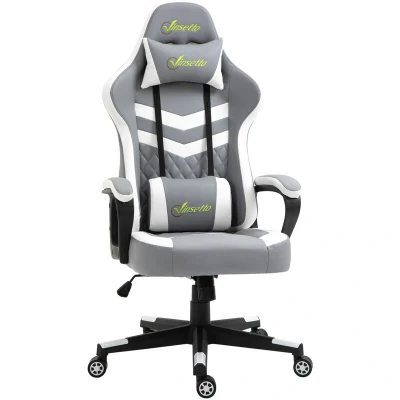 Image of Vinsetto Racing Gaming Chair W/Lumbar Support, Headrest, Gamer Office Chair, Grey White