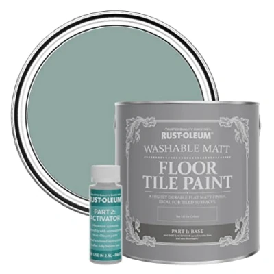 Image of Rust Oleum Blue Washable Matt Floor Tile Paint Gresham 2.5L