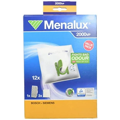 Image of Original Branded Menalux 2000VP Value Pack for Bosch Siemens BSGL5 / VSZ6 12 x Vacuum Cleaner Bags, 1 Hygiene Filter 12, 3 Micro