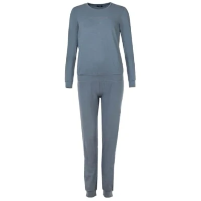 Image of Emporio Armani Women&#039;s Essential Studs Logo Long Pajamas Set, Tempesta, M
