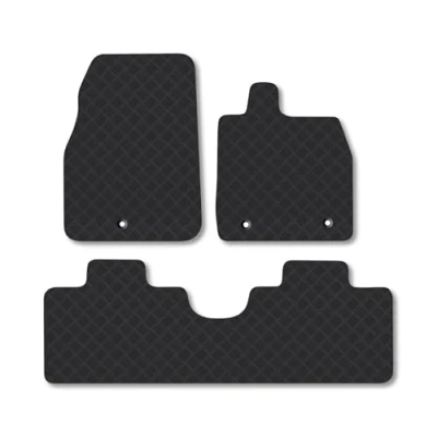 Image of Rubber Car Mats Compatible with Ford Mustang Mach E (2021 ) Tailored Fit Floor Set Accessory Black Custom 4 Pieces Clips Anti Slip Backing, Heavy Duty &amp; Waterproof