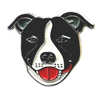 Image of Metal Enamel Pin Badge Brooch Staffie Dog (Black &amp; White Staffordshire Terrier)