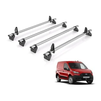 Image of Van Demon Rhino Roof Rack for Ford Transit Connect 2013 2023 [Only Suitable Short (L1) Wheel Base Models] 4 Bars + Loadstops TA4FL/KLS2