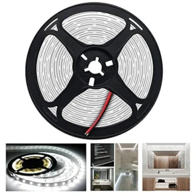 Image of Arotelicht LED Strip Cool White 6000K 16.4ft/5M 300LEDs Flexible Cuttable SMD5050 24V Tape Lights for Kitchen Home Cabinet Mirror Door (No Power Supply/Plug)