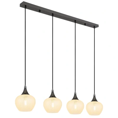 Image of Maxy Bar Pendant Ceiling Light Gunmetal Clear Glass Shade 4x E27