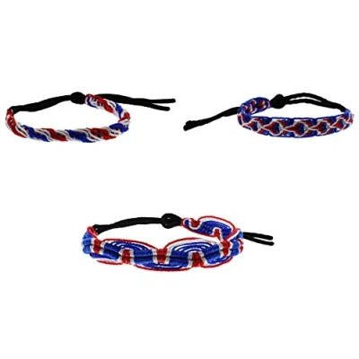 Image of Zac&#039;s Alter Ego Set of 3 Assorted Designs Union Jack Braided Bracelets