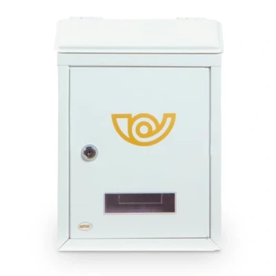 Image of Amig Outdoor Mini Mailbox Made of Alloy Steel Dimensions: 29.5 x 21 6 cm Secure Mail Reception Easy Installation Includes 2 Keys Colour: White