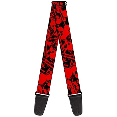 Image of Buckle Down GS W31921 Guitar Strap Splatter Black Red 2 Inches Wide, 34 60&quot;