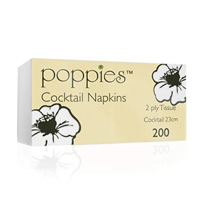 Image of Poppies 24cm 2ply White Cocktail Napkins (400)