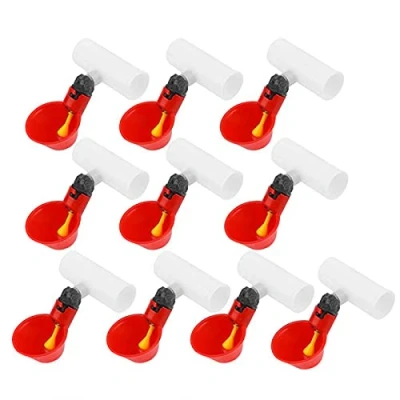 Image of Automatic Chicken Drinker Cups 10Pcs Plastic Poultry Waterer Water Drinking Dispenser Bowls for Bird Duck Quail Pigeon Hen Livestock (A)