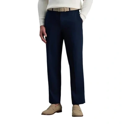Image of Haggar Men&#039;s Premium No Iron Classic Fit Expandable Waist Flat Front dress pants, Dark Navy, 38W 32L UK