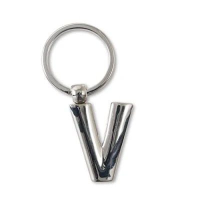 Image of IF Metal Personalised Alphabet Letters V Keyring, 7 cm, Silver