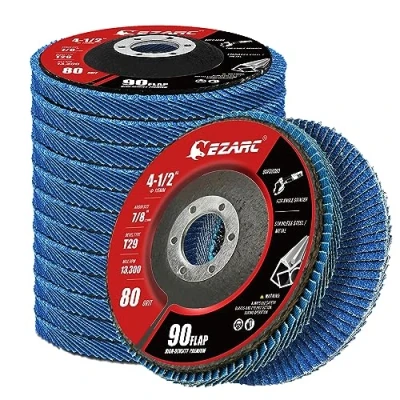 Image of EZARC Flap Discs 115mm, 80 Grit High Density Jumbo Zirconia Sanding Disc Type 29 for Sanding, Rust Removal, Finishing, Grinding, Deburring (12 Pack)