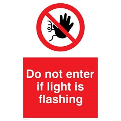 Image of Viking Signs PA5478 A4P 1M &quot;Do Not Enter If Light Is Flashing&quot; Sign, 1 mm Semi Rigid Plastic, 300 H x 200 W