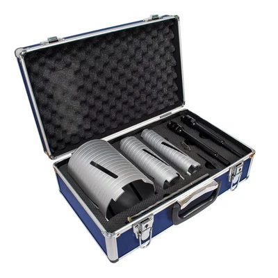 Image of Mexco DCX90 Slotted Dry Core Drill, High Performance Diamond for Drilling Masonry Materials 38mm 117mm, 9 Piece Kit with Storage Case