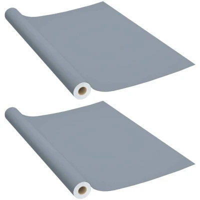 Image of vidaXL Self adhesive Furniture Films 2 pcs Grey 500x90 cm PVC