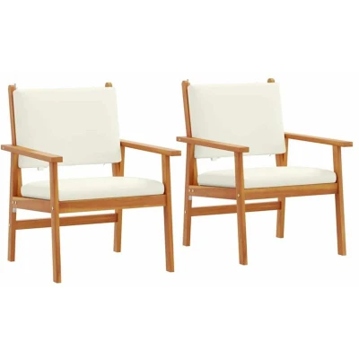 Image of vidaXL Garden Chairs 2 pcs with Cushions Solid Wood Acacia